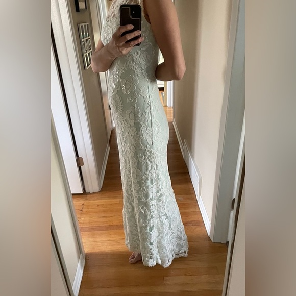 Tadashi Shoji Embroidered Lace Dress 6 mint green B7 - Picture 7 of 10